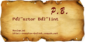 Pásztor Bálint névjegykártya