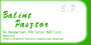 balint pasztor business card